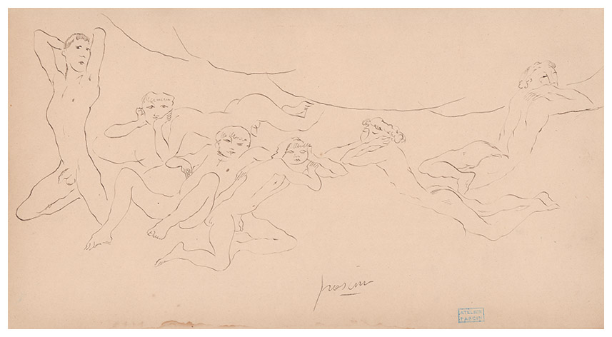 tude des Jeunes sur la plage [Study of Youths at the Beach], 
a drawing by Jules PASCIN